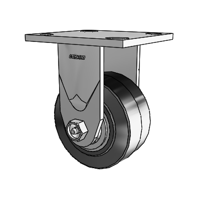 4 Series 2 Inch Wide Casters Top Plate Rigid with 4 x 2 Performa Rubber (Flat/Black) Wheel