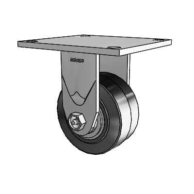4 Series 2 Inch Wide Casters Top Plate Rigid with 4 x 2 Performa Rubber (Flat/Black) Wheel
