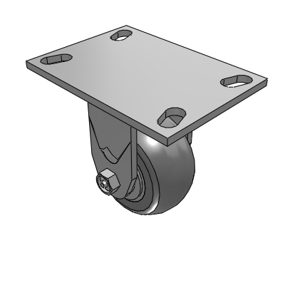 4 Series 2 Inch Wide Casters Top Plate Rigid Caster with 4 x 2 Performa Rubber (Round) Wheel