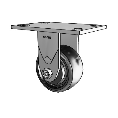 4 Series 2 Inch Wide Casters Top Plate Rigid with 4 x 2 Endura Solid Elastomer Wheel