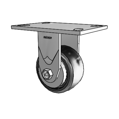 4 Series 2 Inch Wide Casters Top Plate Rigid with 4 x 2 Endura Solid Elastomer Wheel