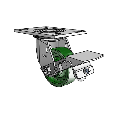 4 Series 1 1/2" Casters Top Plate Swivel Zinc with 4 x 1.5 Cast Iron Wheel and Tread Lock Brake