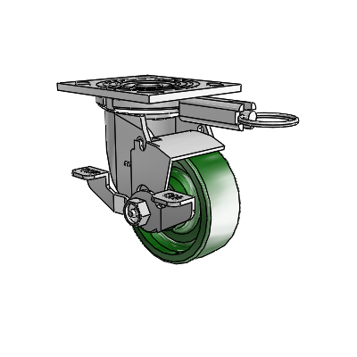 4 Series 1 1/2" Casters Top Plate Swivel Zinc with 4 x 1.5 Cast Iron Wheel and Top Lock Brake