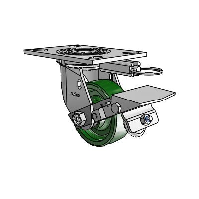 4 Series 1 1/2" Casters Top Plate Swivel Zinc with 4 x 1.5 Cast Iron Wheel and Tread Lock Brake