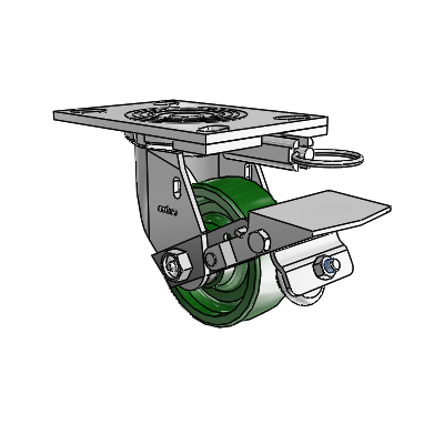 4 Series 1 1/2" Casters Top Plate Swivel Zinc with 4 x 1.5 Cast Iron Wheel and Tread Lock Brake