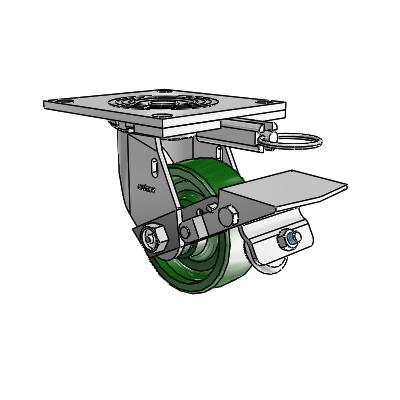 4 Series 1 1/2" Casters Top Plate Swivel Zinc with 4 x 1.5 Cast Iron Wheel and Tread Lock Brake