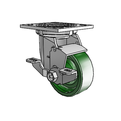 4 Series 1 1/2" Casters Top Plate Swivel Zinc with 4 x 1.5 Cast Iron Wheel and Top Lock Brake