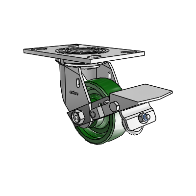 4 Series 1 1/2" Casters Top Plate Swivel Zinc with 4 x 1.5 Cast Iron Wheel and Tread Lock Brake