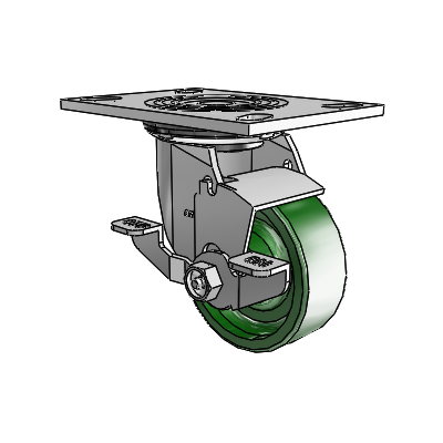 4 Series 1 1/2" Casters Top Plate Swivel Zinc with 4 x 1.5 Cast Iron Wheel and Top Lock Brake