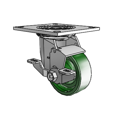 4 Series 1 1/2" Casters Top Plate Swivel Zinc with 4 x 1.5 Cast Iron Wheel and Top Lock Brake