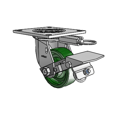 4 Series 1 1/2" Casters Top Plate Swivel Zinc with 4 x 1.5 Cast Iron Wheel and Tread Lock Brake