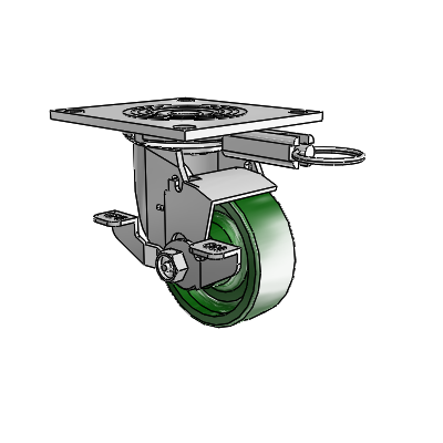 4 Series 1 1/2" Casters Top Plate Swivel Zinc with 4 x 1.5 Cast Iron Wheel and Top Lock Brake