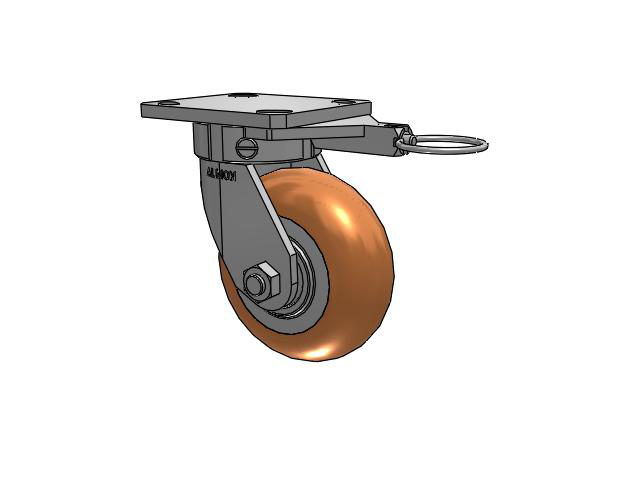 110 Series Kingpinless Top Plate Swivel Caster with 5 x 2 Green Tread on Aluminum Core PM - Round Polyurethane (Aluminum Core) Wheel
