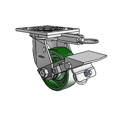 4 Series 1 1/2" Casters Top Plate Swivel Zinc with 4 x 1.5 Cast Iron Wheel and Tread Lock Brake