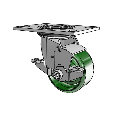 4 Series 2 Inch Wide Top Plate Swivel Caster with 4 x 2 Cast Iron Wheel and Top Lock Brake