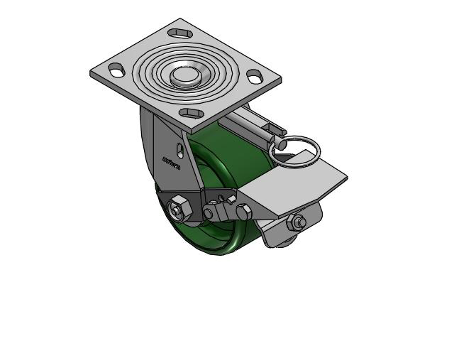 4 Series 2 Inch Wide Top Plate Swivel Caster with 4 x 2 Cast Iron Wheel and Tread Lock Brake