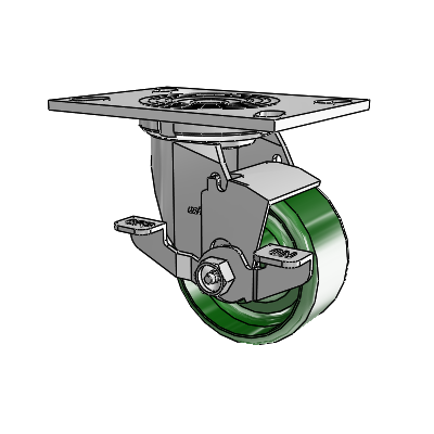 4 Series 2 Inch Wide Top Plate Swivel Caster with 4 x 2 Cast Iron Wheel and Top Lock Brake