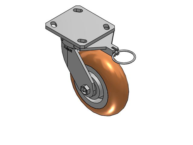 110 Series Kingpinless Top Plate Swivel Caster with 6 x 2 Green Tread on Aluminum Core PM - Round Polyurethane (Aluminum Core) Wheel