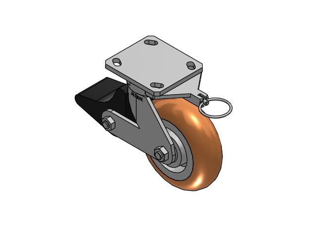 110 Series Kingpinless Top Plate Swivel Caster with 6 x 2 Green Tread on Aluminum Core PM - Round Polyurethane (Aluminum Core) Wheel and Poly Lock Integrated Brake
