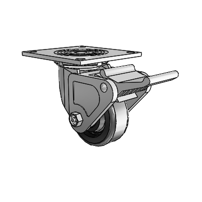 4 Series 1 1/2" Casters Top Plate Swivel Zinc with 4 x 1.5 Phenolic Wheel and Tech Lock Brake
