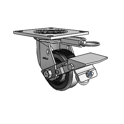4 Series 1 1/2" Casters Top Plate Swivel Zinc with 4 x 1.5 Phenolic Wheel and Tread Lock Brake