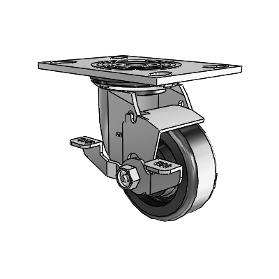4 Series 1 1/2" Casters Top Plate Swivel Zinc with 4 x 1.5 Phenolic Wheel and Top Lock Brake