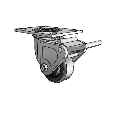 4 Series 1 1/2" Casters Top Plate Swivel Zinc with 4 x 1.5 Phenolic Wheel and Tech Lock Brake