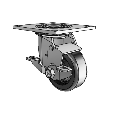 4 Series 1 1/2" Casters Top Plate Swivel Zinc with 4 x 1.5 Phenolic Wheel and Top Lock Brake