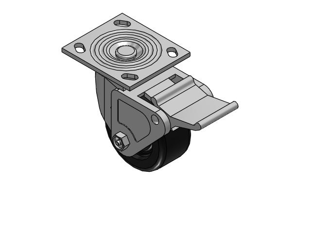 4 Series 2 Inch Wide Top Plate Swivel Caster with 4 x 2 Phenolic Wheel and Tech Lock Brake