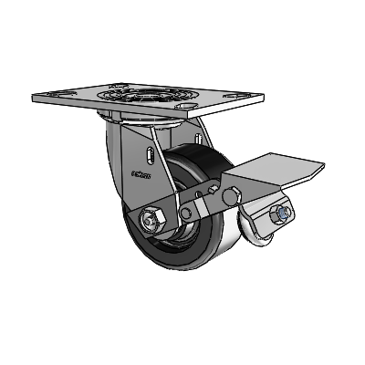 4 Series 2 Inch Wide Top Plate Swivel Caster with 4 x 2 Phenolic Wheel and Tread Lock Brake