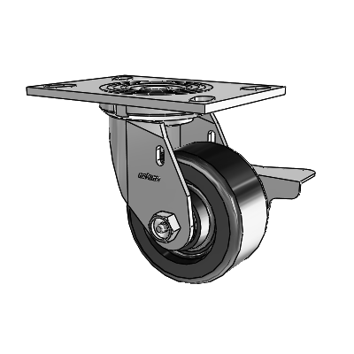 4 Series 2 Inch Wide Top Plate Swivel Caster with 4 x 2 Phenolic Wheel and Side Lock Brake