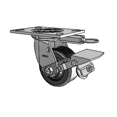4 Series 2 Inch Wide Top Plate Swivel Caster with 4 x 2 Phenolic Wheel and Tread Lock Brake