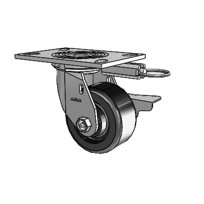 4 Series 2 Inch Wide Top Plate Swivel Caster with 4 x 2 Phenolic Wheel and Side Lock Brake