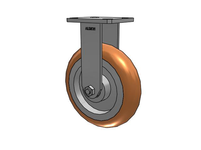 110 Series Kingpinless Top Plate Rigid Caster with 8 x 2 Green Tread on Aluminum Core PM - Round Polyurethane (Aluminum Core) Wheel