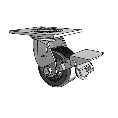 4 Series 2 Inch Wide Top Plate Swivel Caster with 4 x 2 Phenolic Wheel and Tread Lock Brake
