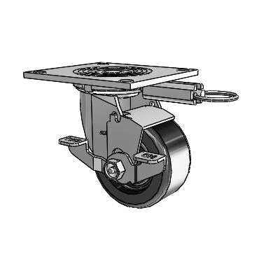 4 Series 2 Inch Wide Top Plate Swivel Caster with 4 x 2 Phenolic Wheel and Top Lock Brake