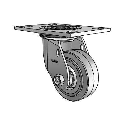 4 Series 1 1/2" Casters Top Plate Swivel Zinc with 4 x 1.5 Performa Rubber (Flat/Grey) Wheel