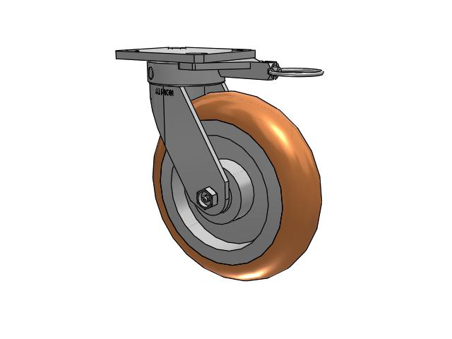 110 Series Kingpinless Top Plate Swivel Caster with 8 x 2 Green Tread on Aluminum Core PM - Round Polyurethane (Aluminum Core) Wheel