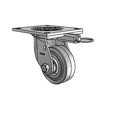 4 Series 1 1/2" Casters Top Plate Swivel Zinc with 4 x 1.5 Performa Rubber (Flat/Grey) Wheel