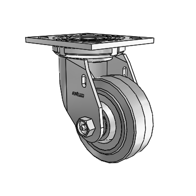 4 Series 1 1/2" Casters Top Plate Swivel Zinc with 4 x 1.5 Performa Rubber (Flat/Grey) Wheel