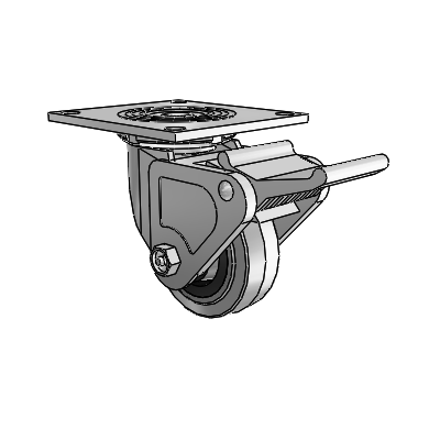 4 Series 1 1/2" Casters Top Plate Swivel Zinc with 4 x 1.5 Performa Rubber (Flat/Conductive) Wheel and Tech Lock Brake