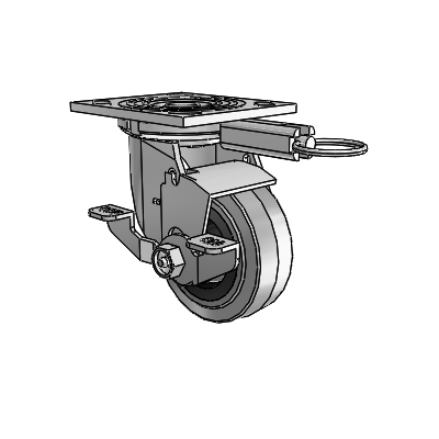 4 Series 1 1/2" Casters Top Plate Swivel Zinc with 4 x 1.5 Performa Rubber (Flat/Conductive) Wheel and Top Lock Brake