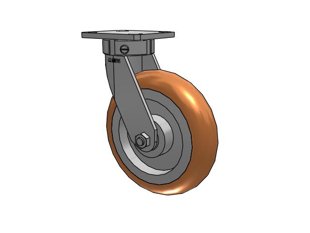110 Series Kingpinless Top Plate Swivel Caster with 8 x 2 Green Tread on Aluminum Core PM - Round Polyurethane (Aluminum Core) Wheel