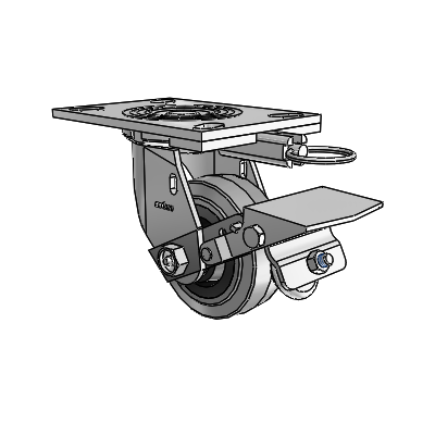 4 Series 1 1/2" Casters Top Plate Swivel Zinc with 4 x 1.5 Performa Rubber (Flat/Conductive) Wheel and Tread Lock Brake