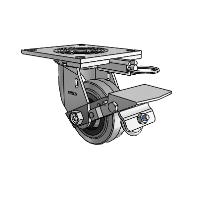 4 Series 1 1/2" Casters Top Plate Swivel Zinc with 4 x 1.5 Performa Rubber (Flat/Conductive) Wheel and Tread Lock Brake