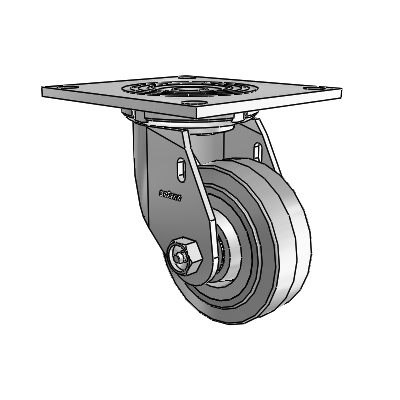 4 Series 1 1/2" Casters Top Plate Swivel Zinc with 4 x 1.5 Performa Rubber (Flat/Grey) Wheel