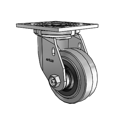4 Series 1 1/2" Casters Top Plate Swivel Zinc with 4 x 1.5 Performa Rubber (Flat/Conductive) Wheel