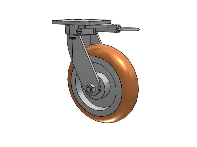 110 Series Kingpinless Top Plate Swivel Caster with 8 x 2 Green Tread on Aluminum Core PM - Round Polyurethane (Aluminum Core) Wheel