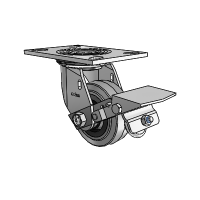 4 Series 1 1/2" Casters Top Plate Swivel Zinc with 4 x 1.5 Performa Rubber (Flat/Conductive) Wheel and Tread Lock Brake