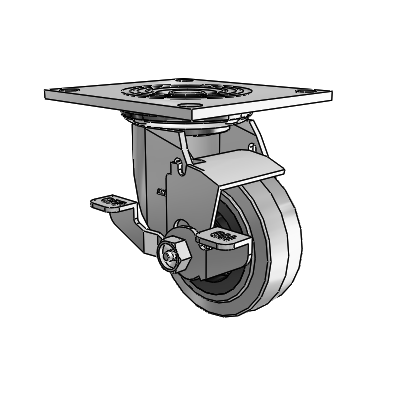 4 Series 1 1/2" Casters Top Plate Swivel Zinc with 4 x 1.5 Performa Rubber (Flat/Conductive) Wheel and Top Lock Brake